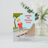 スケートパークおもしろいボーイバースデーパーティー ポストカード (スタンド正面)