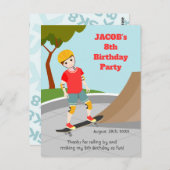 スケートパークおもしろいボーイバースデーパーティー ポストカード (正面/裏面)