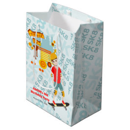 スケートパークおもしろいボーイバースデーパーティー ミディアムペーパーバッグ
