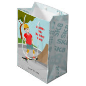 スケートパークおもしろいボーイバースデーパーティー ミディアムペーパーバッグ (正面アングル)