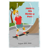 スケートパークおもしろいボーイバースデーパーティー ミディアムペーパーバッグ (正面)