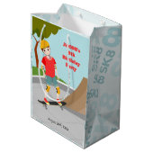 スケートパークおもしろいボーイバースデーパーティー ミディアムペーパーバッグ (裏面アングル)