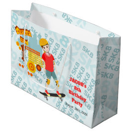 スケートパークおもしろいボーイバースデーパーティー ラージペーパーバッグ