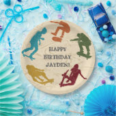 スケートパークスケートボーディング10代のをテーマにしたボーイズ誕生日 ペーパープレート (パーティー)