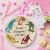 スケートパークスケートボーディング10代のをテーマにしたボーイズ誕生日 ペーパープレート (パーティー)