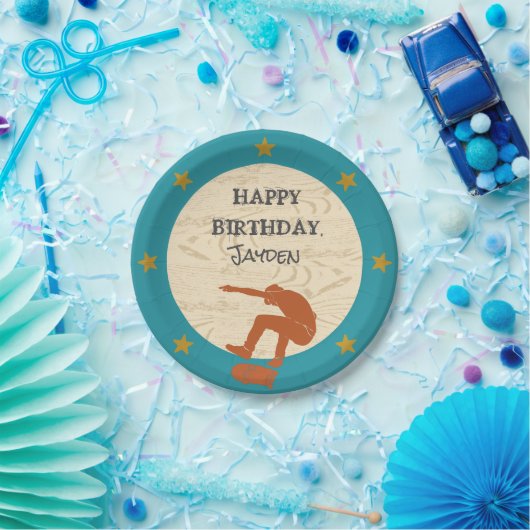 スケートパークスケートボーディング10代のをテーマにしたボーイズ誕生日 ペーパープレート (パーティー)