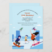 スケートパークバースデーパーティーの招待 招待状 (正面/裏面)