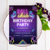 スケートパーティー誕生日招待状、ローラスケートで滑る 招待状