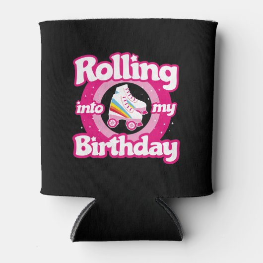 スケートパーティー – ローラリンクロールスケートで滑る誕生日 缶クーラー (正面)