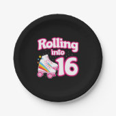 スケートパーティー- 16th Birthday Party – ローラースケートで滑る ペーパープレート (正面)
