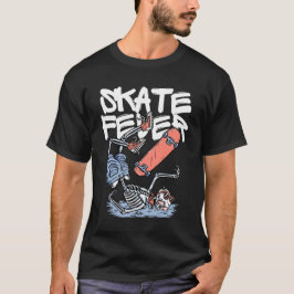 スケートフィーバー - スケルトンスケーター ストリートアートデザイン Tシャツ