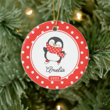 スケートペンギンの女の子 クリスマスオーナメント