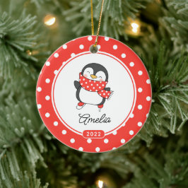 スケートペンギンの女の子 クリスマスオーナメント