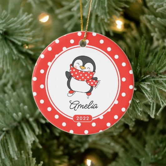 スケートペンギンの女の子 クリスマスオーナメント (ツリー)