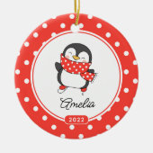 スケートペンギンの女の子 クリスマスオーナメント (正面)
