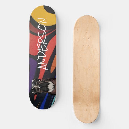 スケートボパーソナライズされたードグラフィティファミリー犬 スケートボード (正面)