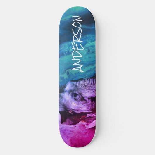 スケートボパーソナライズされたードピンク象 スケートボード (正面)