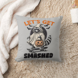 スケートボーおもしろいディングラクーンヴィンテージハロウィーン クッション