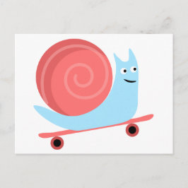 スケートボーおもしろいドにかわいいカタツムリ乗り ポストカード