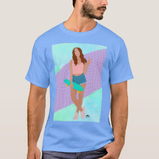 スケートボーカッコいいド付きレッドヘッド Tシャツ