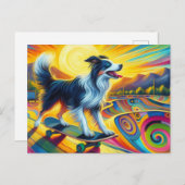 スケートボーカラフルディングス縁どルレアル ポストカード (正面/裏面)