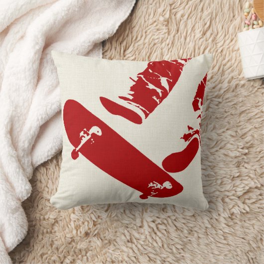 スケートボーダーのイメージの逆の赤くか白い装飾用クッション クッション (ブランケット)