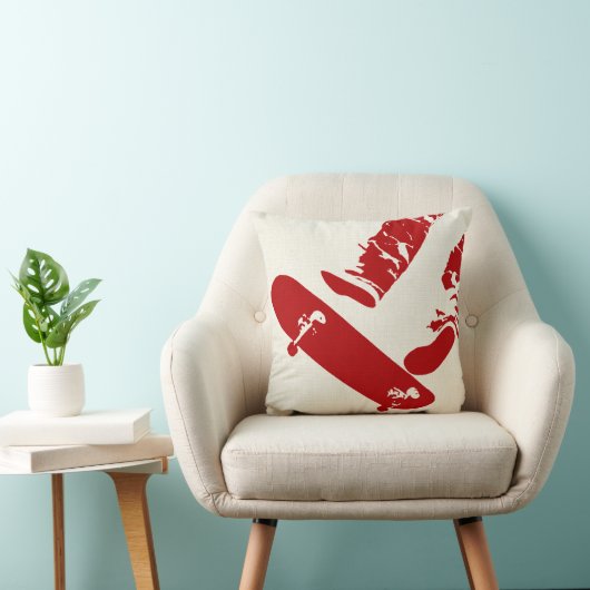 スケートボーダーのイメージの逆の赤くか白い装飾用クッション クッション (椅子)