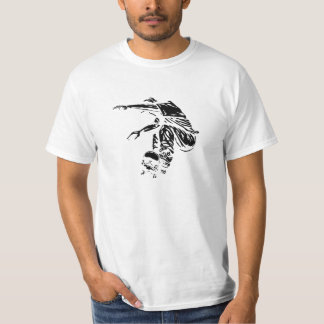 スケートボーダーのモノクロイラスト Tシャツ