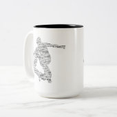 スケートボーダーの単語のコラージュ ツートーンマグカップ (正面左)