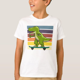 スケートボーダーの恐竜ティラノサウルス Tシャツ
