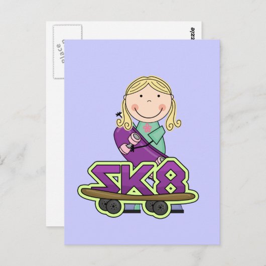 スケートボーダーエクストリームスポーツ – ブロンドガール ポストカード (正面/裏面)