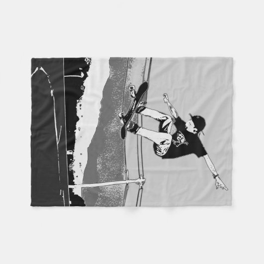スケートボーダーゲアリングエア – スケートボーダーデザイン フリースブランケット (正面(横))