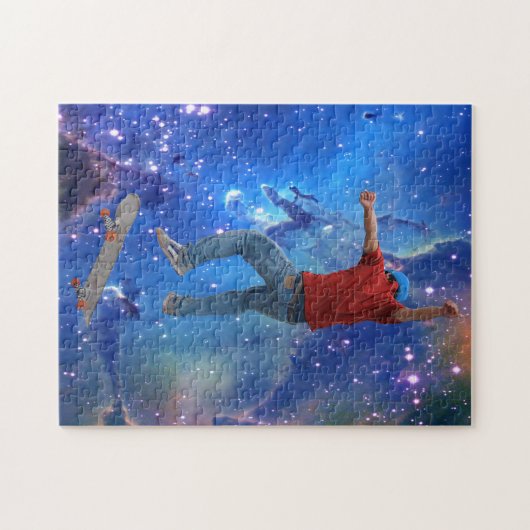 スケートボーダーゲットエアアクション通りクルチャアート ジグソーパズル (横)