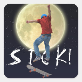 スケートボーダーゲットエアアクション通りクルチャアート スクエアシール