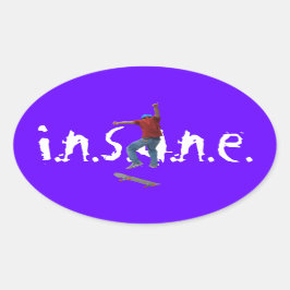 スケートボーダーゲットエアアクション通りクルチャアート 楕円形シール