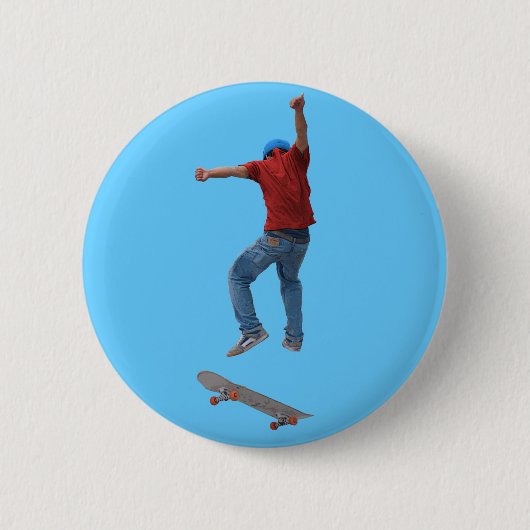 スケートボーダーゲットエアアクション通りクルチャアート 缶バッジ (正面)