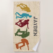 スケートボーダースケートボーディンググラフィックスコラージュの場合 ビーチタオル (正面)