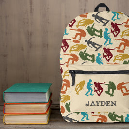 スケートボーダースケートボーディンググラフィックスコラージュの場合 プリントバックパック