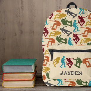 スケートボーダースケートボーディンググラフィックスコラージュの場合 プリントバックパック