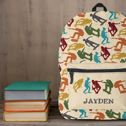 スケートボーダースケートボーディンググラフィックスコラージュの場合 プリントバックパック