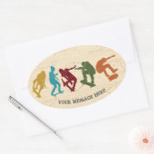 スケートボーダースケートボーディンググラフィックスコラージュの場合 楕円形シール (封筒)