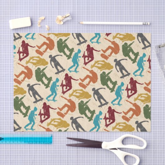 スケートボーダースケートボーディンググラフィックスコラージュの場合 薄葉紙 (クラフト)