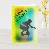 スケートボーダーハッピーバースデーカード カード (黄色い花)
