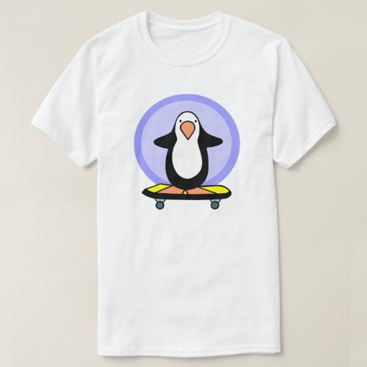 スケートボーダーペンギンスケートボードおもしろいスケートボード Tシャツ (デザイン正面)