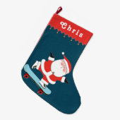 スケートボーダーホリデーギフトラージクリスマスストッキング ラージクリスマスストッキング (正面 (吊り時))
