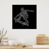 スケートボーダーワードコラージュのポスター ポスター (キッチン)