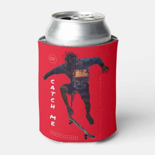 スケートボーダー シルエット - 都市デザイン 缶クーラー (缶正面)