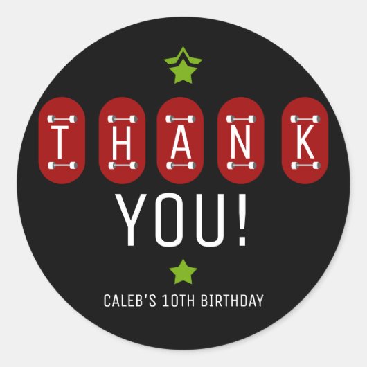 スケートボーダー スケートボード 誕生日パーティーの景品 ラウンドシール (正面)