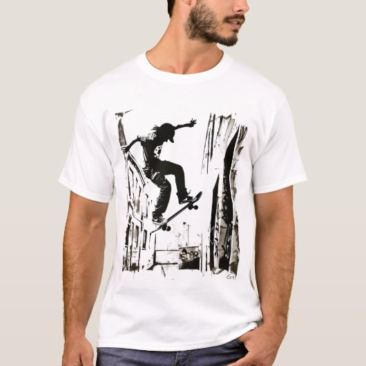 スケートボーダー ステンシル アート Tシャツ (正面)