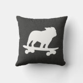 スケートボーディングイングリッシュブルドッグシルエット クッション (裏面)